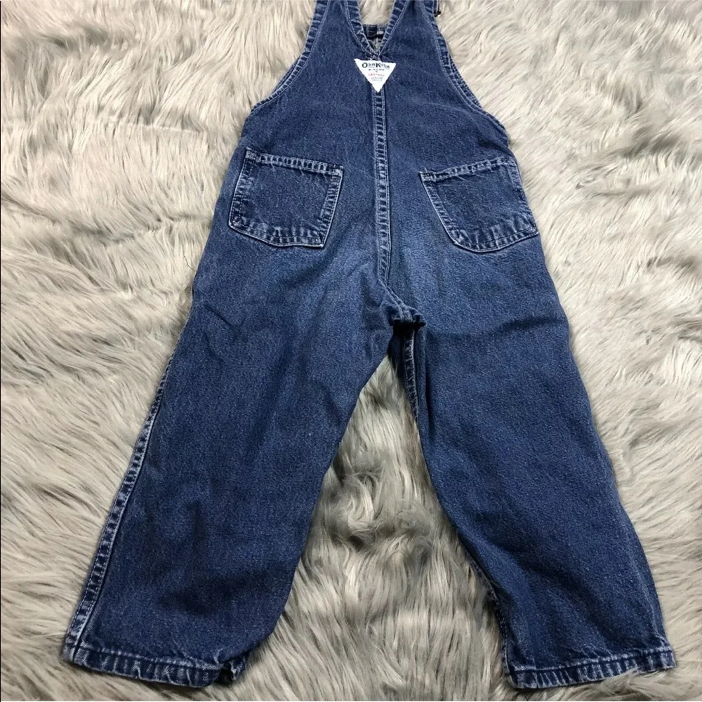 Vintage Oshkosh Bgosh Blue Denim Dinosaur Applique Overalls Made Usa